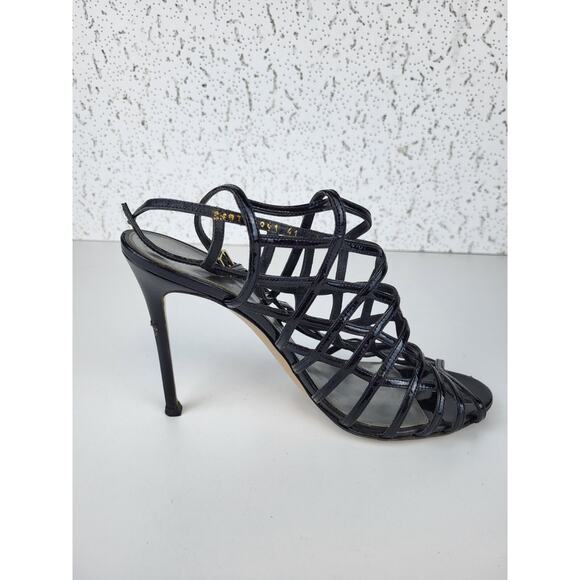 Giavito Rossi Black Patent Strappy Pumps Sandals Size 41 - Picture 4 of 7